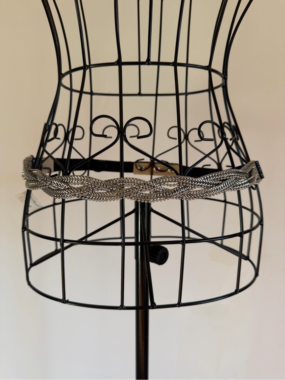White House Black Market Silver Braided Chain Belt